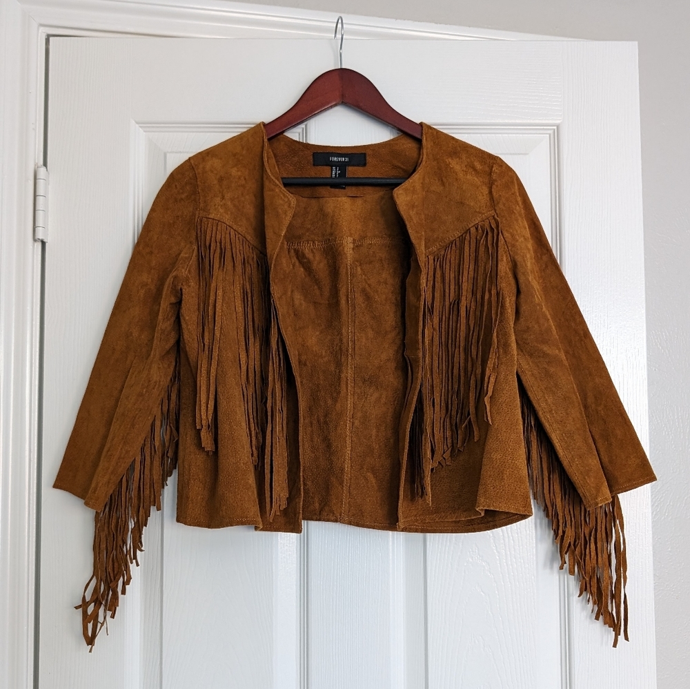 western genuine leather fringe jacket